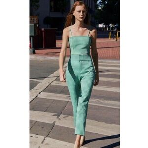 Zara Mint Green Gingham Jumpsuit